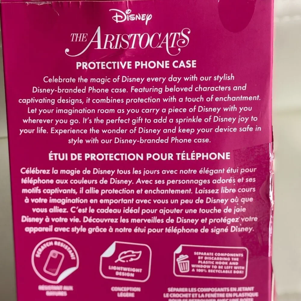 Disney Aristocats Marie Glitter Clear Phone Case iPhone 13 14 15 Wireless Charge